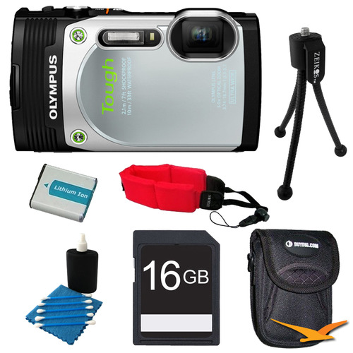 Olympus TG-850 16MP Waterproof Shockproof Freezeproof Digital Camera Silver Kit