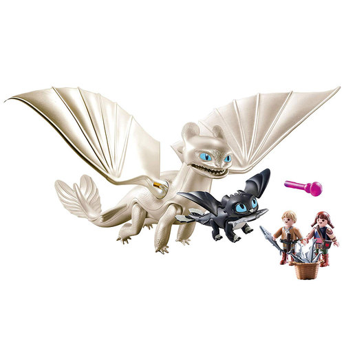 Playmobil Light Fury with Baby Dragon and Children
