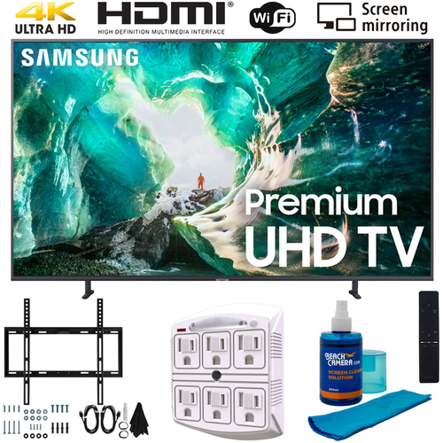 Samsung UN82RU8000 82` RU8000 LED Smart 4K UHD TV (2019) w/ Wall Mount Bundle
