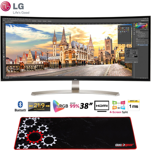 LG 38` UltraWide IPS Curved LED Monitor (38UC99W) + Deco Gear Gaming Mouse Pad