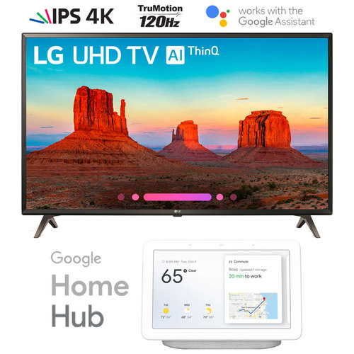 LG 49UK6300 49` UK6300 4K HDR LED AI UHD TV w/ThinQ with Google Home Hub (Chalk)