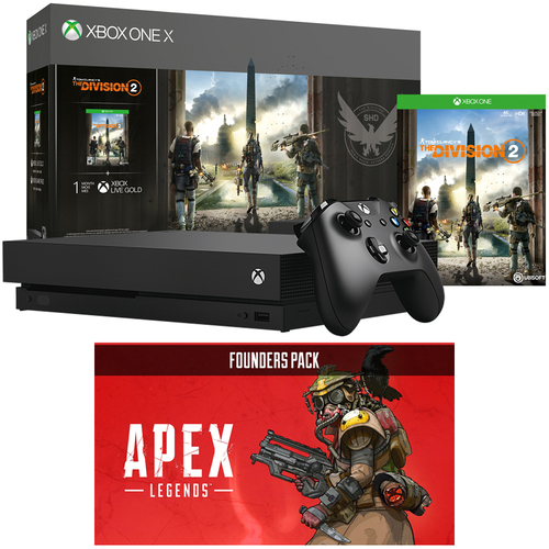Microsoft Xbox One X Bundle 1 TB Console with The Division 2 + Apex Legends Founders Pack 