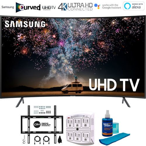Samsung UN65RU7300 65` RU7300 4K UHD Smart Curved LED TV (2019) + 45-90` Wall Mount Kit