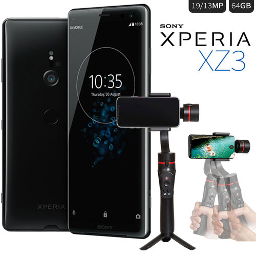 Sony Xperia XZ3 6.0` OLED Phone - 64GB - (Black) with Deco Gear Gimbal Bundle