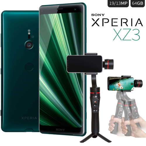 Sony Xperia XZ3 6.0` OLED Phone - 64GB - (Forest Green) with Deco Gear Gimbal Bundle