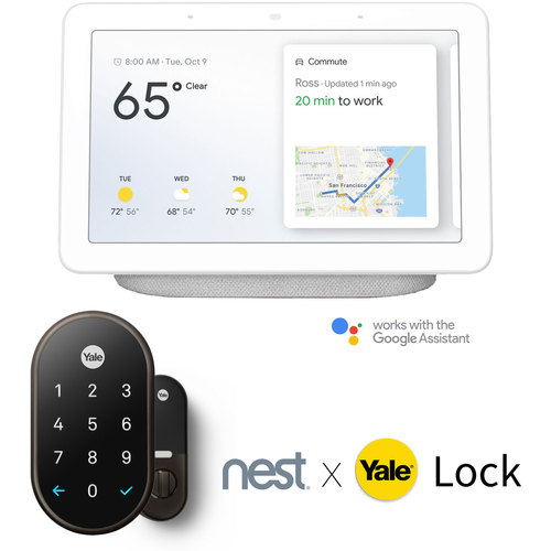 Google Nest Hub with Google Assistant (Chalk) and Nest x Yale Lock (Polished Brass)