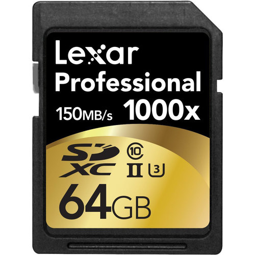 Lexar 64GB Professional 1000x SDHC/SDXC Class 10 UHS-II Memory Card Up to 150 MB/s