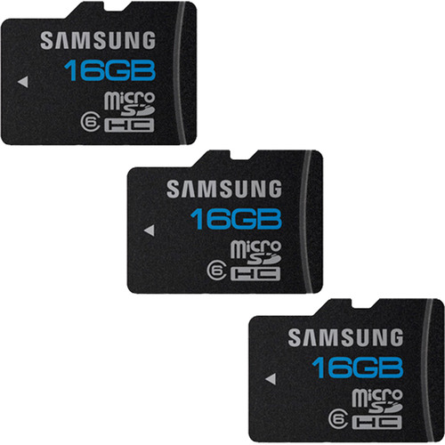 Samsung microSD High Speed 16GB Class 6 Memory Card Three Pack (Bulk Packaging)
