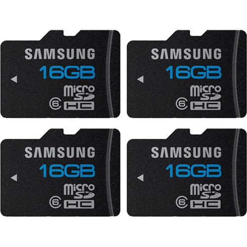 Samsung microSD High Speed 16GB Class 6 Memory Card Four Pack (Bulk Packaging)