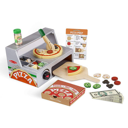 Melissa and Doug Top and Bake Wooden Pizza Counter Play Food Set