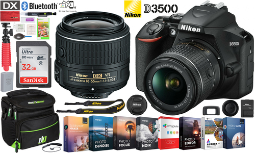 Nikon D3500 24.2MP DSLR Camera with NIKKOR 18-55mm f/3.5-5.6G VR Lens Essential Bundle