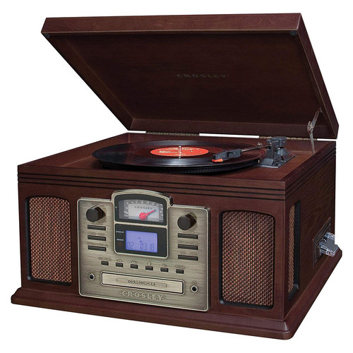 Crosley Director CD Recorder with Cassette And Record Player CR2405C Espresso