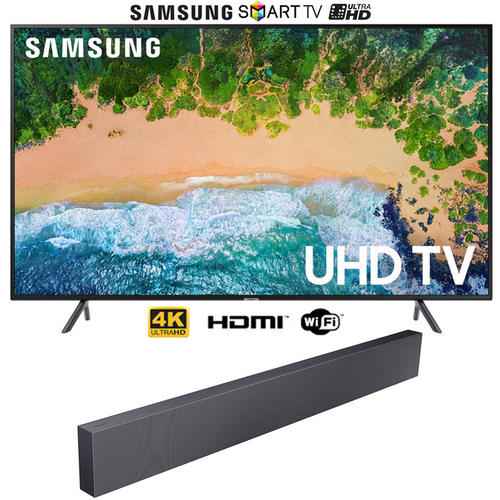 Samsung 75` NU7100 Smart 4K UHD TV + Samsung Sound+ Premium 3-Channel Soundbar