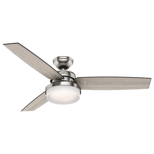 Hunter Fan Company Sentinel 52` Ceiling Fan with Light with Handheld Remote, Large, Brushed Nickel
