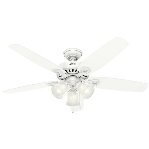 Hunter Fan Company Builder Plus 52` Ceiling Fan w 3 Lights, Snow White 53236
