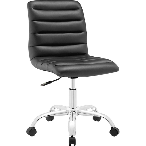 EEI-1532-BLK Ripple Ribbed Armless Mid Back Swivel Desk Office Chair, Black