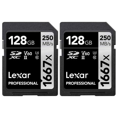 Professional SDHC / SDXC 1667x UHS-II 128gb Memory Card 2 Pack