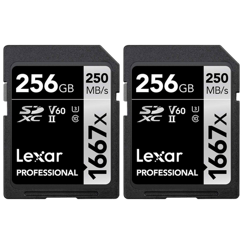 Professional SDHC / SDXC 1667x UHS-II 256gb Memory Card 2 Pack