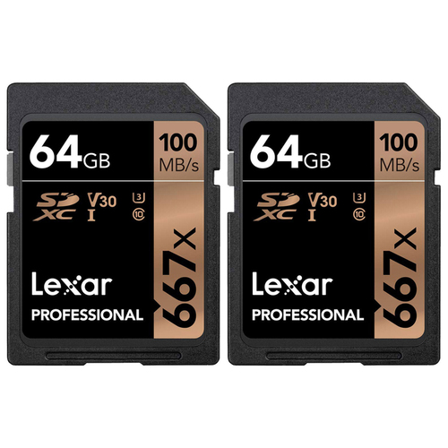 Lexar Professional 667x 64GB SDXC UHS-3 Class 10 Memory Card 2 Pack