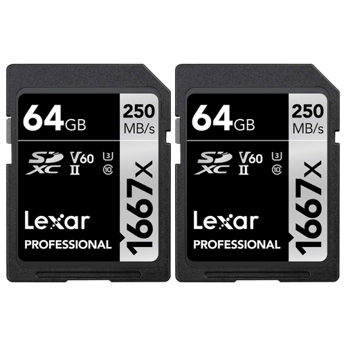 Lexar Professional SDHC / SDXC 1667x UHS-II 64GB Memory Card 2 Pack
