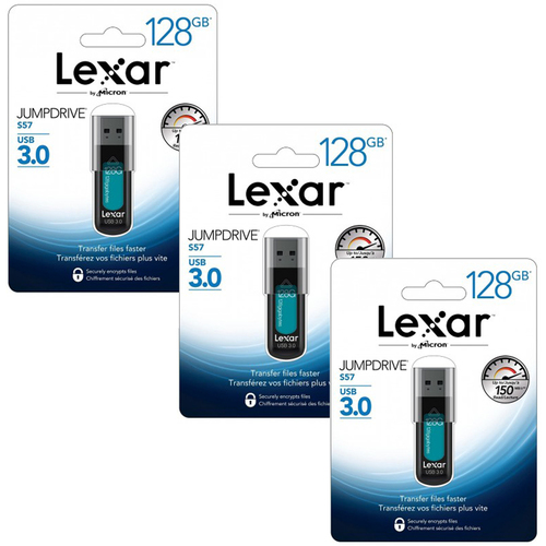 Lexar JumpDrive S57 128GB USB 3.0 Flash Drive (3Pack)