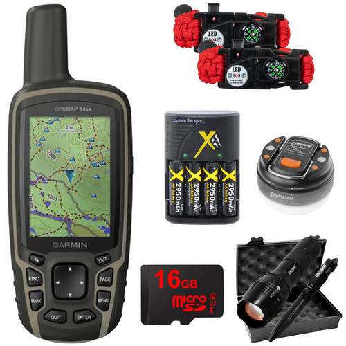 Garmin GPSMAP 64sx Handheld GPS with 16GB Camping & Hiking Bundle - (010-02258-10)
