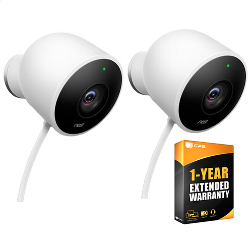 Google Nest Wired Outdoor 2-Way Audio Security Camera (2 Pack) w/ Extended Warranty