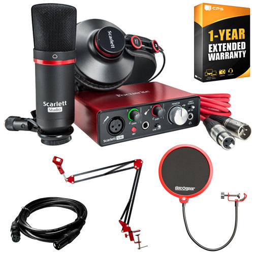 Focusrite Scarlett Solo Studio Pack 2nd Gen & Recording Bundle + Deco Gear Accessories Kit