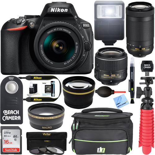 Nikon D5600 24.2MP DSLR Camera 18-55mm VR & 70-300mm ED Lens (Refurb) + 16GB Kit