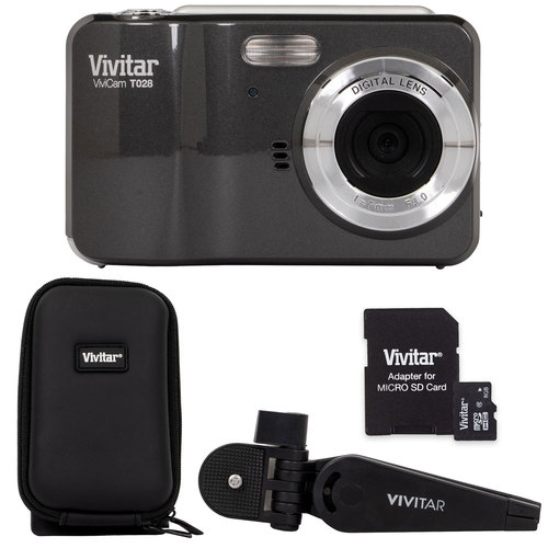 Vivitar T028 iTwist 12.1MP HD Digital Camera (Grey) with 4x Digital Zoom - VT028-GRY/KT1