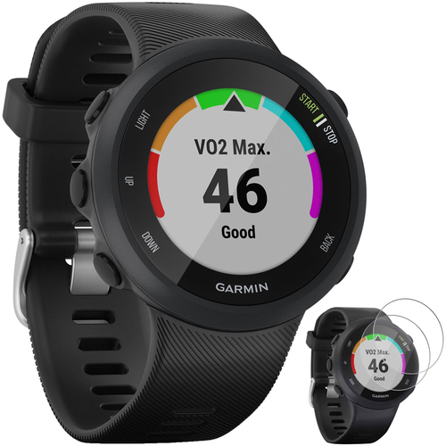 Garmin Forerunner 45 GPS Running Watch 45mm Black + Deco Gear Tempered Glass
