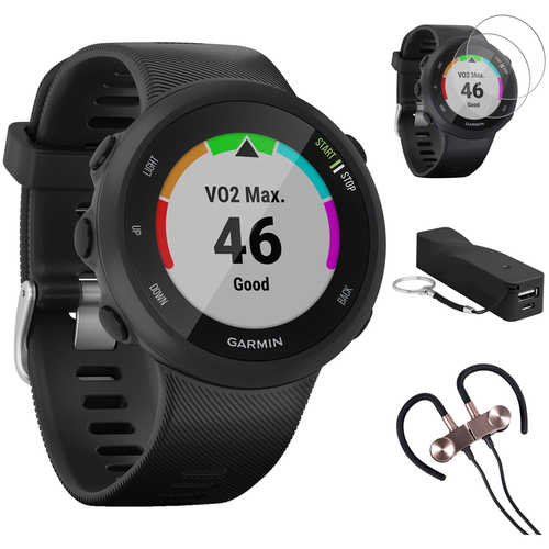 Garmin Forerunner 45 GPS Running Watch 45mm (Black) w/ Accessories Bundle