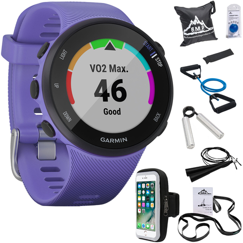 Garmin Forerunner 45S GPS Running Watch 39mm (Iris) w/ 7pc Fitness Kit + More