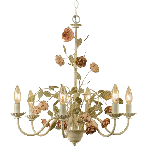 AF Lighting Ramblin Rose Chandelier 6-60W Candle Bulbs 22 HX21 W Swag or Hardwire