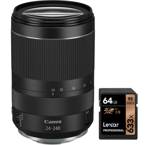 Canon RF 24-240mm f/4-6.3 IS USM Lens with 64GB Memory Card