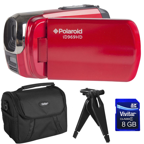 Polaroid 16 MP Digital Camera Kit w Carrying Case, Tripod, and SD Card ID969-RED/KT1-AMX