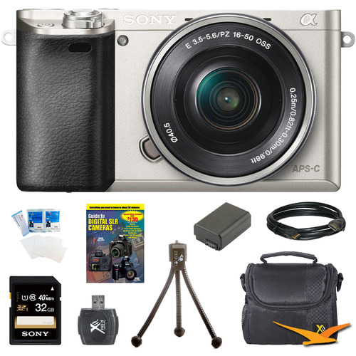 Sony Alpha a6000 Mirrorless Digital Camera w/ 16-50mm Lens + 8-Piece Accessory Bundle