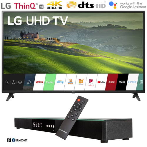 LG 60UM6900 60` HDR 4K UHD Smart LED TV (2019) with 31` Soundbar Bundle