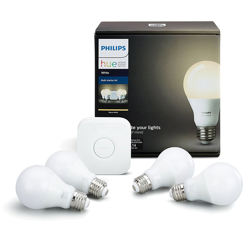 Philips Hue White A19 60W Equivalent LED Smart Four Light Bulb Starter Kit (472001)