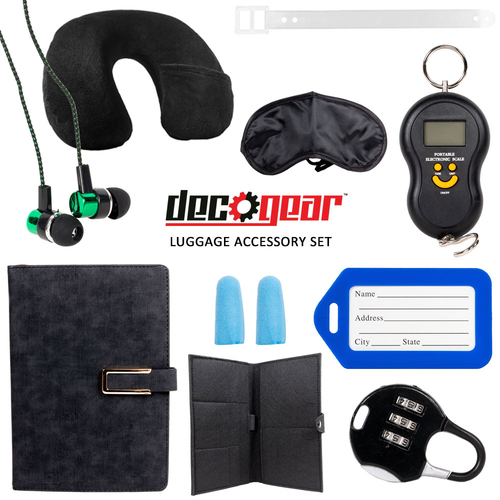 Deco Gear Luggage Accessory Kit - 10 Piece Ultimate Travel Bundle - 10PCLAK - Open Box