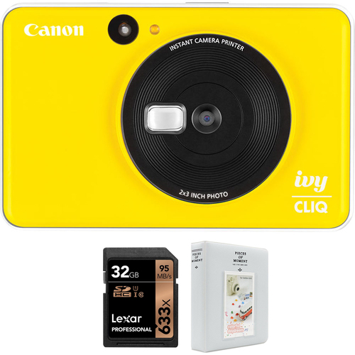 Canon IVY CLIQ Instant Camera Printer Bumble Bee Yellow + 32GB Card and Album