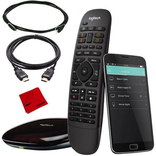 Logitech Harmony Companion Universal Remote w/ Harmony Hub Pro HDMI & Audio Cable Bundle