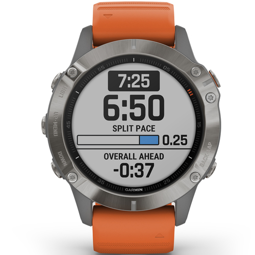 Garmin fenix 6 Sapphire Multisport GPS Smartwatch Titanium with Ember Orange Band