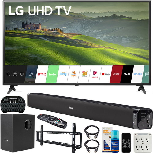 LG 55` HDR 4K UHD Smart IPS LED TV 2019 Model + Soundbar Bundle