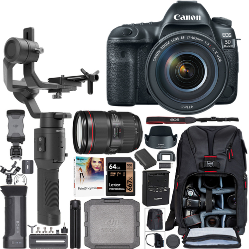 Canon EOS 5D Mark IV DSLR Camera + 24-105mm Lens + DJI Ronin-SC Gimbal Kit