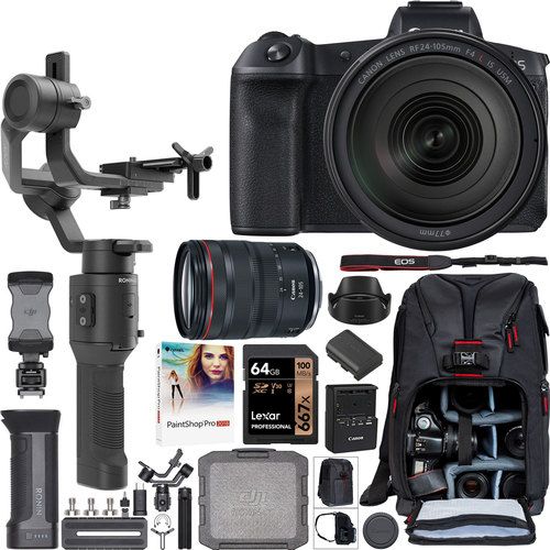 Canon EOS R Mirrorless Camera + 24-105mm USM Lens + DJI Ronin-SC Gimbal Filmmaker Kit