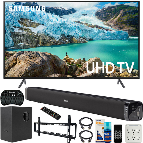 Samsung 55` RU7100 LED Smart 4K UHD TV (2019) Bundle with Deco Soundbar + More
