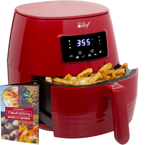 Digital 5.8QT Electric Air Fryer - Healthier & Faster Cooking - Red