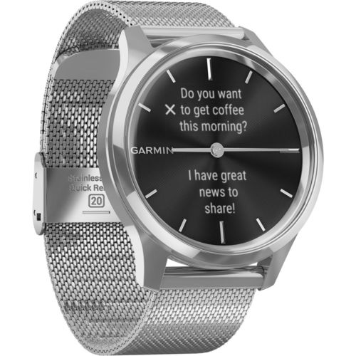 Garmin Vivomove Luxe Smartwatch Silver Stainless Steel Case with Silver Milanese Band