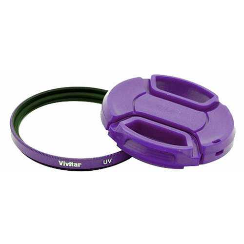 55mm UV Filter and Snap-On Lens Cap, Purple